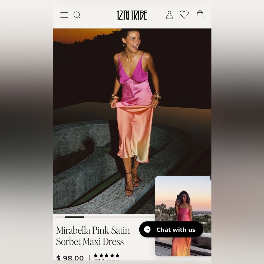 12th Tribe Mirabella Pink Satin Sorbet Maxi Dress